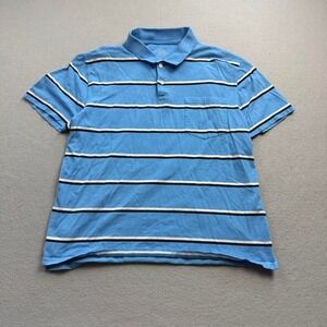 St John's Bay Blue Striped Polo Shirt Pocket Tee Men's Large